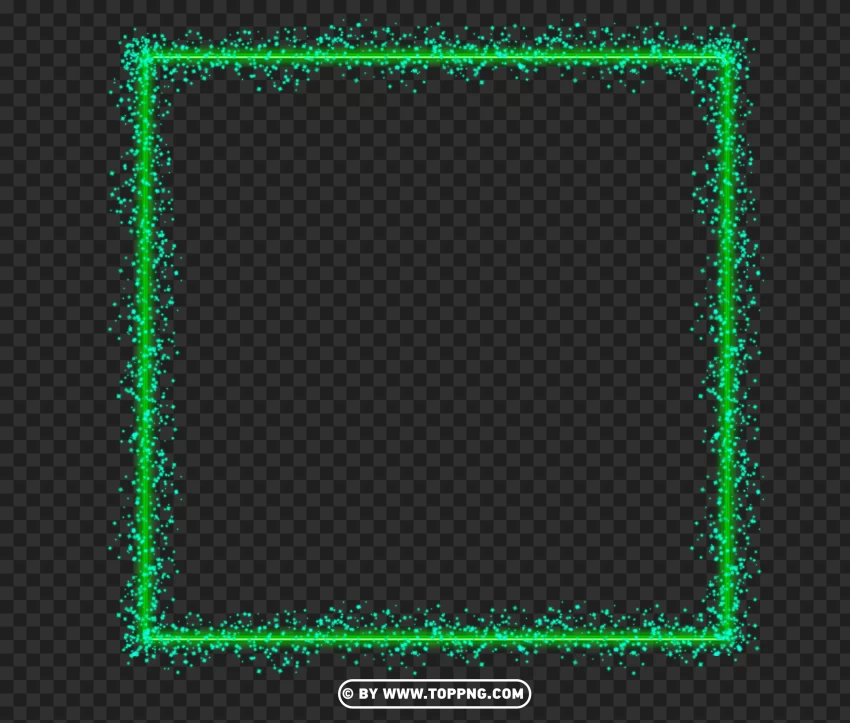 Glowing Green Sparkle Square Frame Effect Image PNG Transparent Background