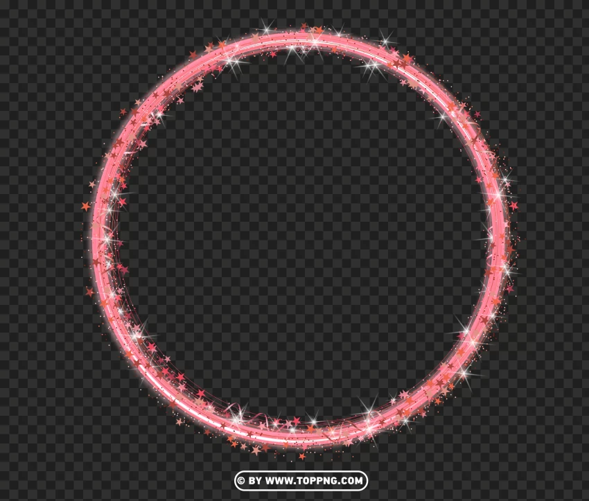 Glowing Pink Sparkle Circle Frame Effect Image PNG Transparent Background