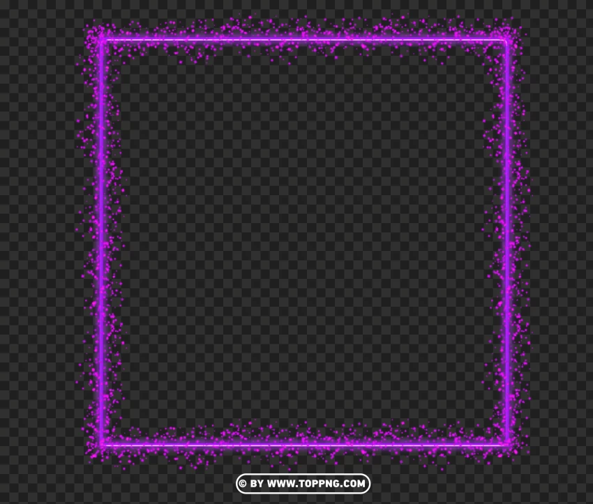 Glowing Purple Sparkle Square Frame Effect Image PNG Transparent Background