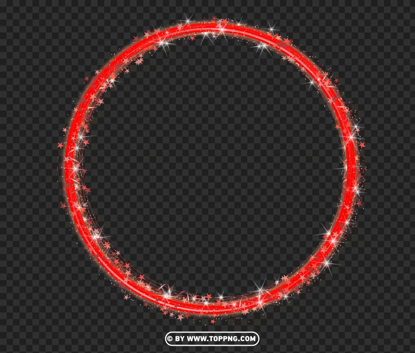 Glowing Red Sparkle Circle Frame Effect Image PNG Transparent Background