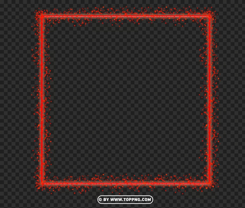 Glowing Red Sparkle Square Frame Effect Image PNG Transparent Background