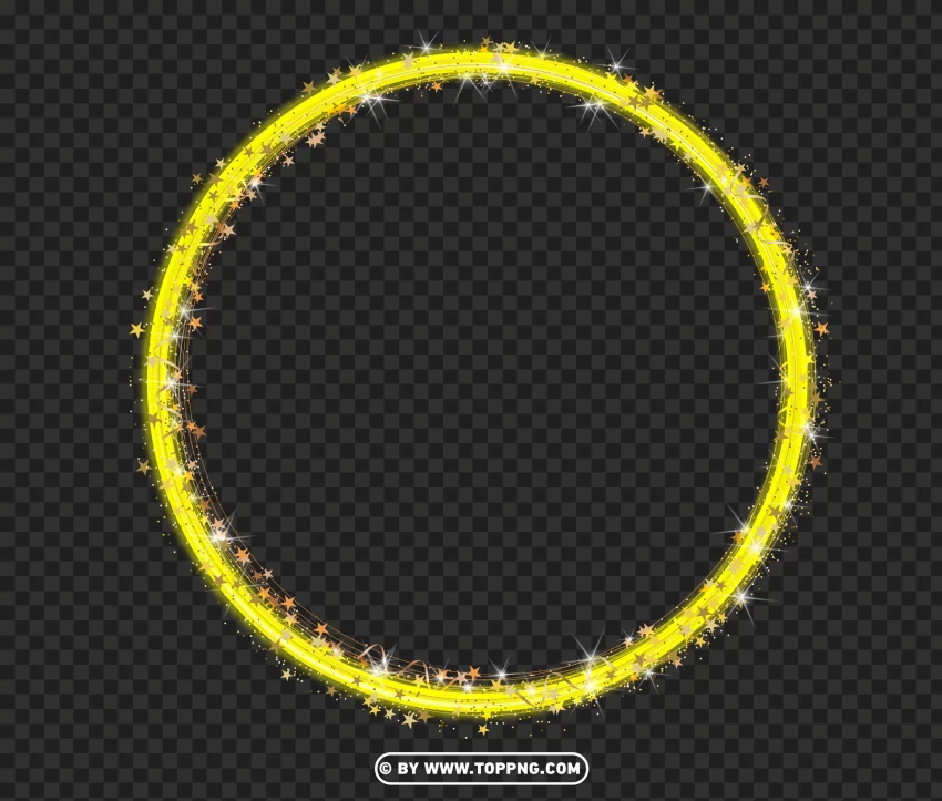 Glowing Yellow Sparkle Circle Frame Effect PNG Image , outline circle png ,outline circle transparent background ,outline circle transparent ,outline circle transparent png ,outline circle no background ,outline circle without background 