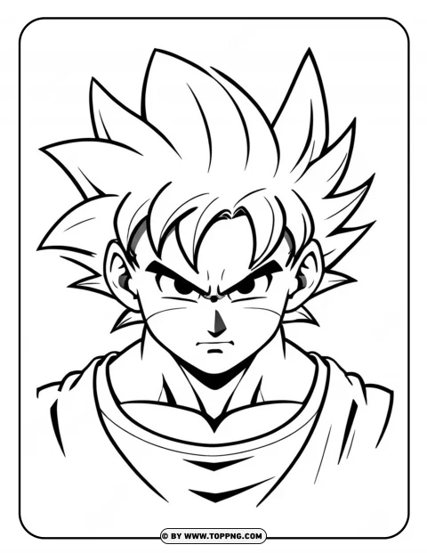 Goku coloring page,  Goku character coloring page,  Goku cartoon coloring,Goku Face , Goku Face Coloring Page, Goku Coloring Page, Goku simple coloring page