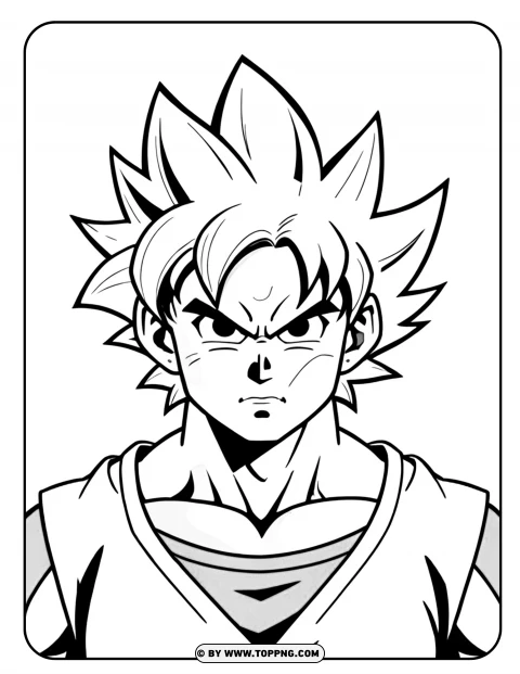 Goku coloring page, Goku character coloring page, Goku cartoon coloring,Goku Face,Goku Face Coloring Page, Coloring Page ready to print,Goku Coloring Page 