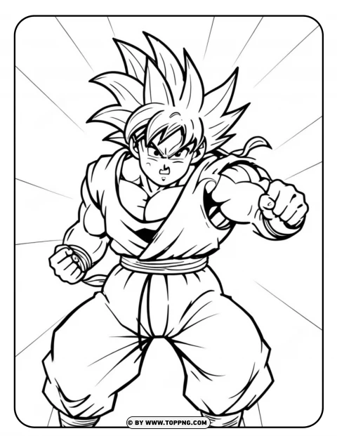 Goku coloring page, Goku character coloring page, Goku cartoon coloring,comics coloring page, fantasy coloring page, comics coloring sheet, fantasy coloring sheet