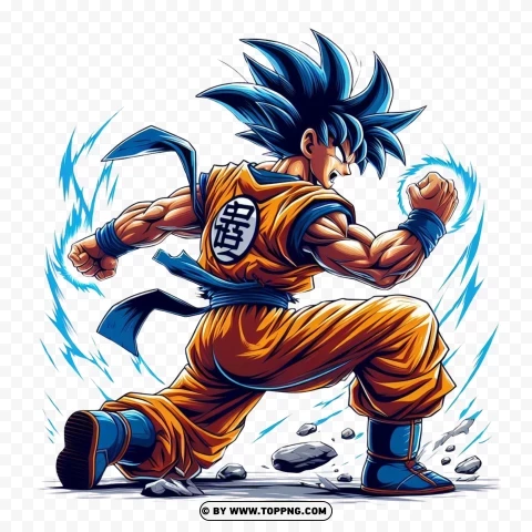 Goku Fighting Pose Free PNG Transparent Background