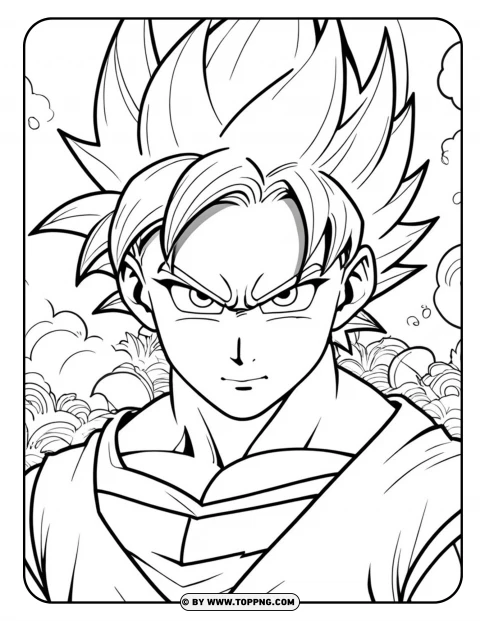 Goku coloring page, Goku character coloring page, Goku cartoon coloring,Goku Mad Face ,Goku Mad Face coloring page ,Goku, cartoon Goku