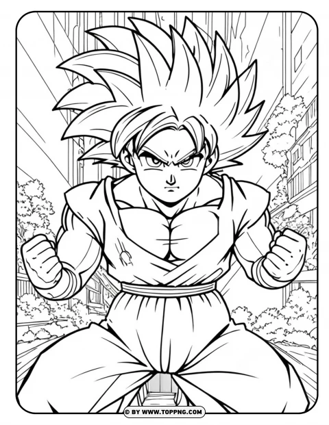 Goku coloring page, Goku character coloring page, Goku cartoon coloring,Goku, cartoon Goku, Goku sticker, printable Goku Coloring Page