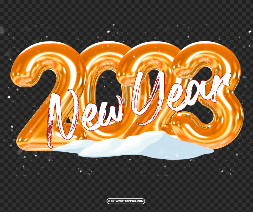 Gold 2023 New Year With Snowy Image PNG Transparent Background