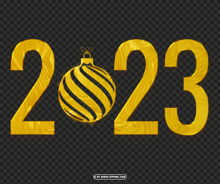 Gold 2023 With Christmas Ball PNG Transparent Background