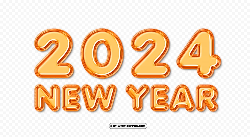 Gold Balloon 2024 New Year Free PNG Transparent Background