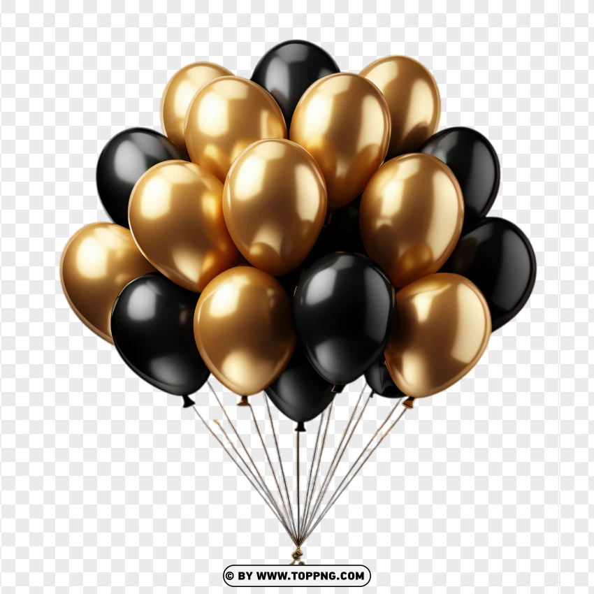 Gold Balloon Cluster Image PNG Transparent Background