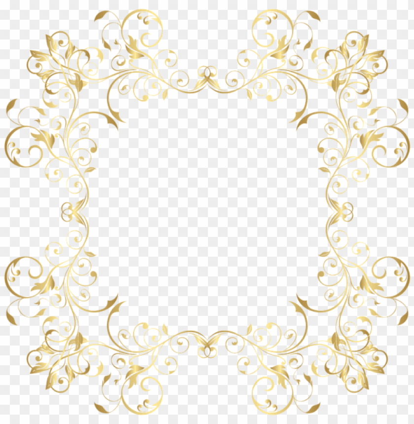 gold floral border frame transparent