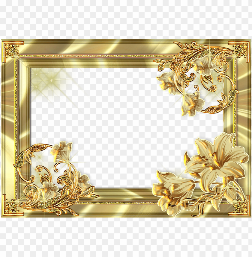 gold floral border png, border,gold,floral,png