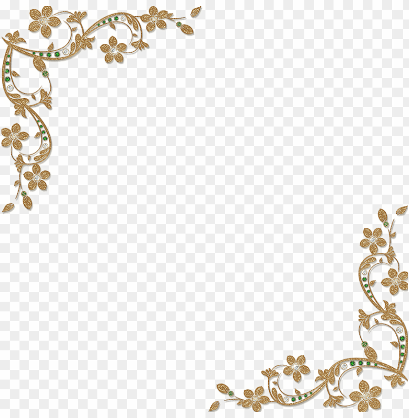 gold floral border png, border,gold,floral,png