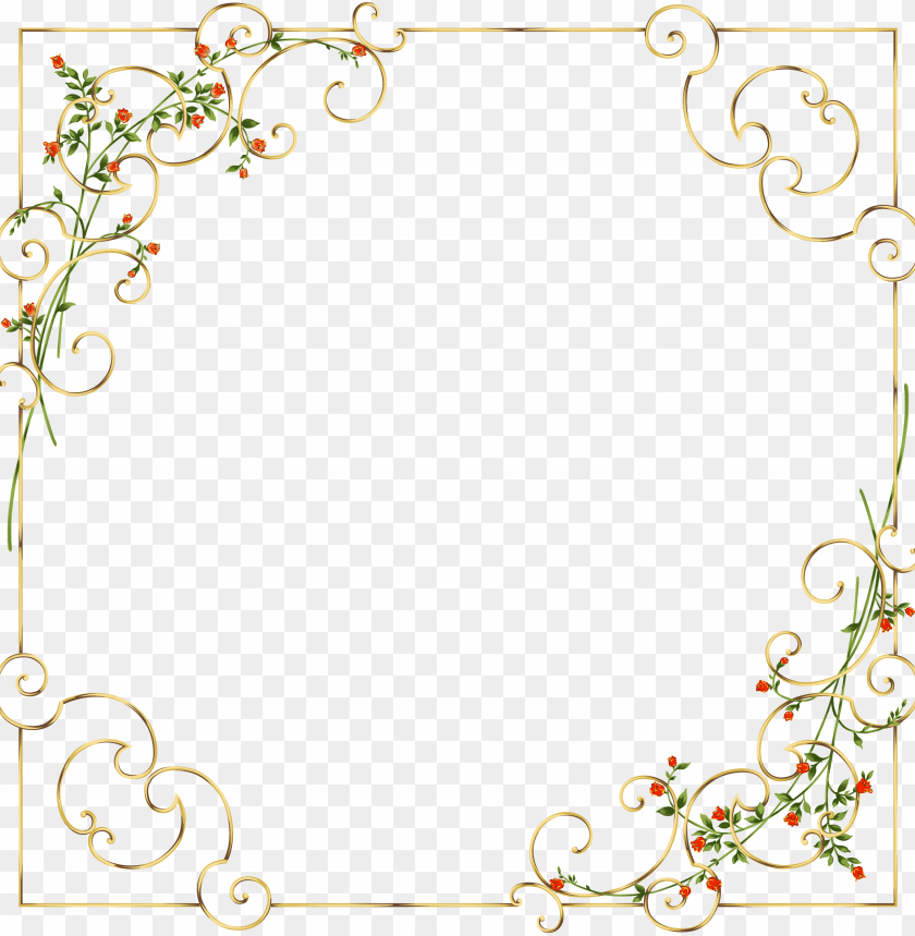 gold floral border png, border,floral,png,gold