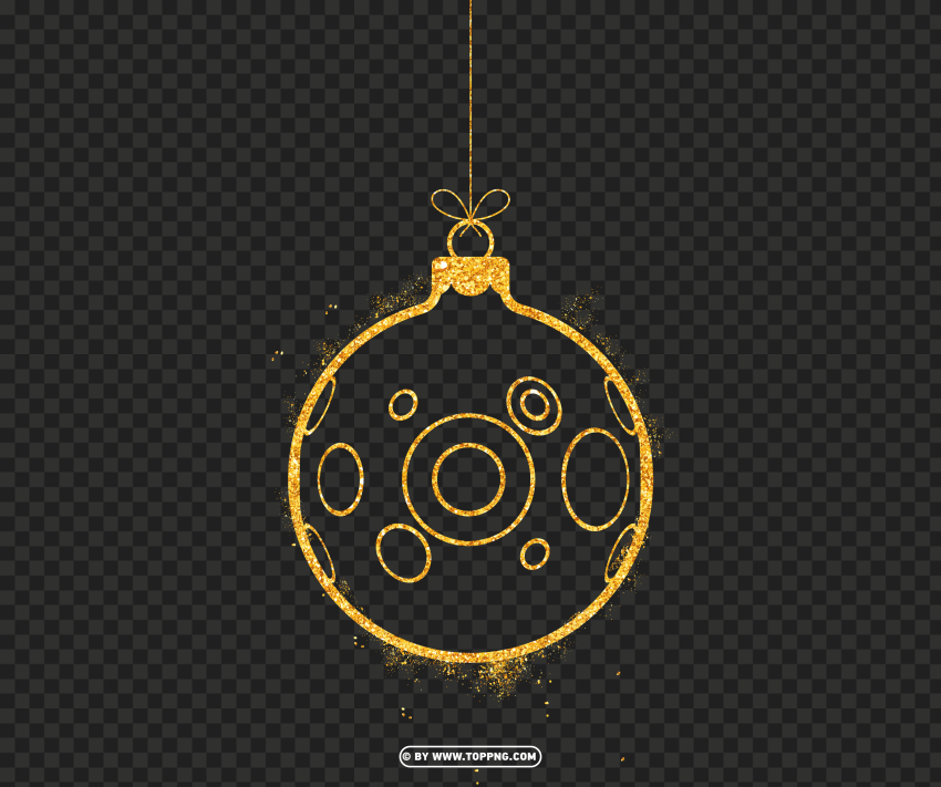 Gold Glitter Circular Ornament Ball Image PNG Transparent Background