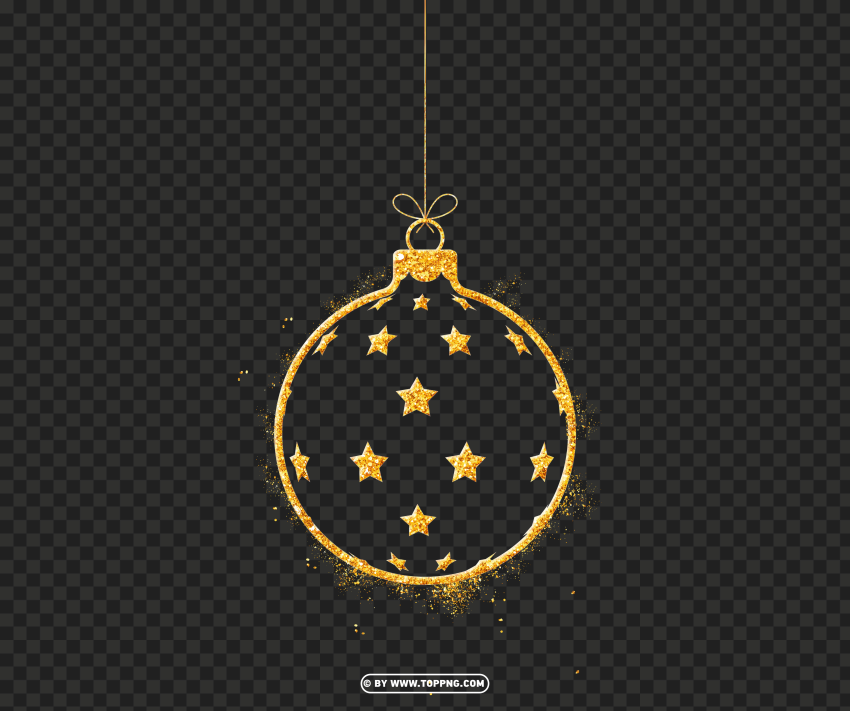 Gold Glitter Star Ornament Ball PNG Transparent Background