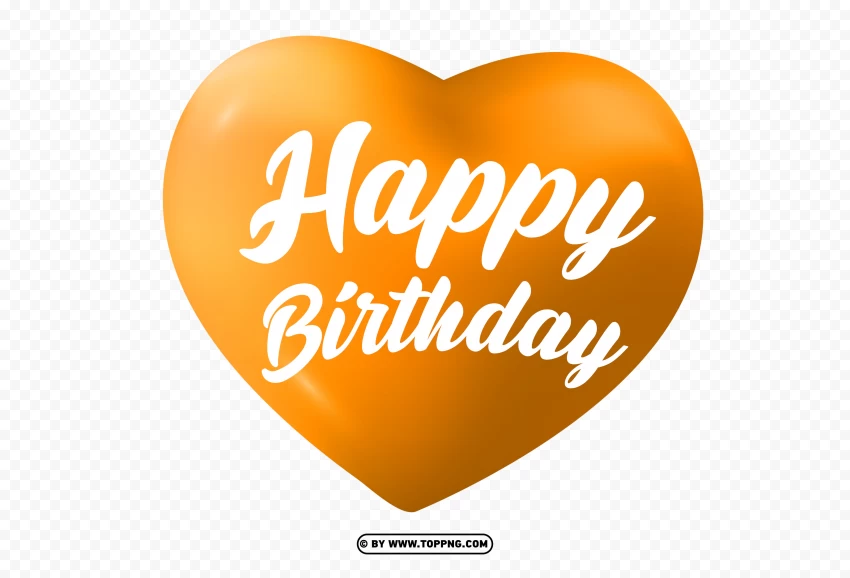 Gold Happy Birthday Heart Clipart PNG Transparent Background