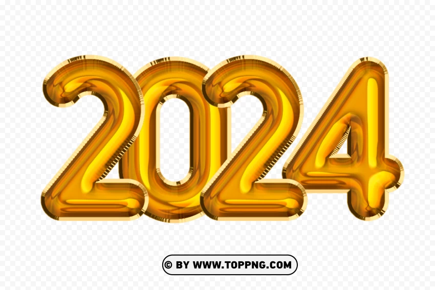 Golden 2024 Balloons Style Hd Quality Clear PNG Transparent Background