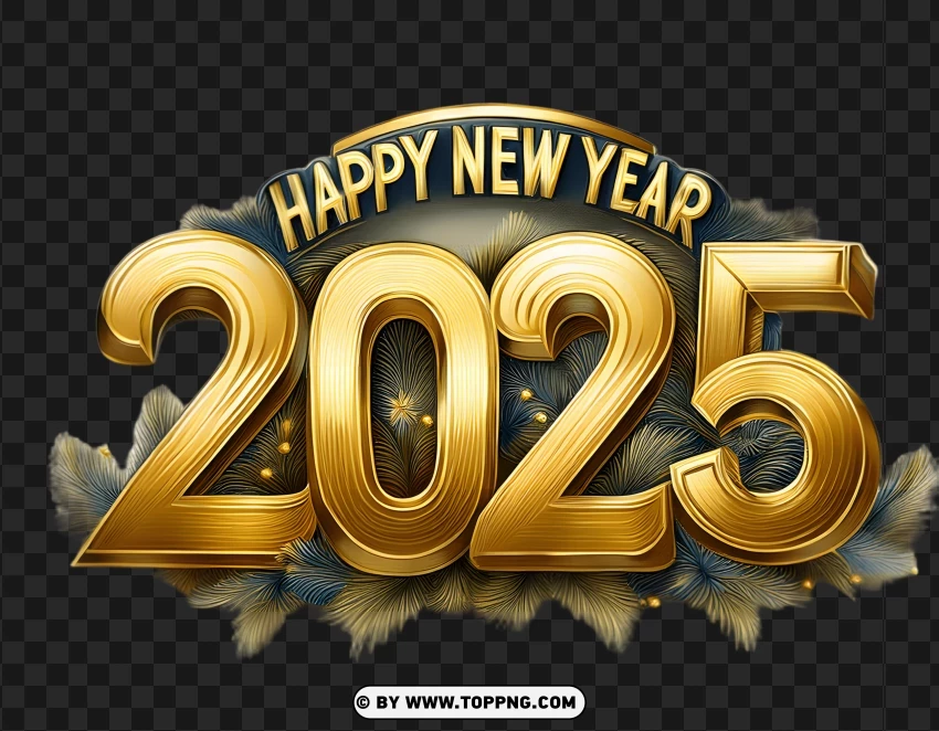 2025 New Year PNG, Golden Happy New Year 2025, 2025 New Year Glitter PNG, Happy New Year 2025 Gold, 3D 2025 New Year Text PNG