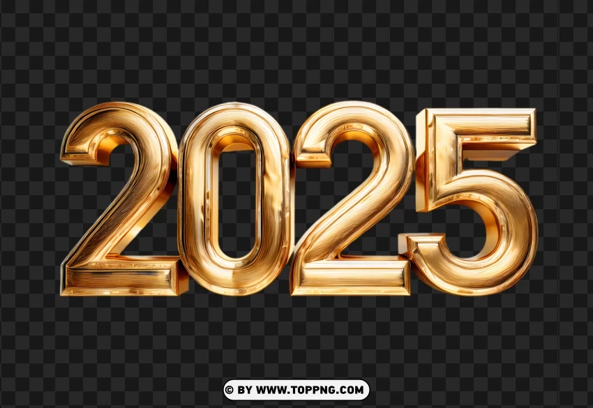 Golden 3d 2025 Numbers For New Year Celebration High Resolution PNG Transparent Background