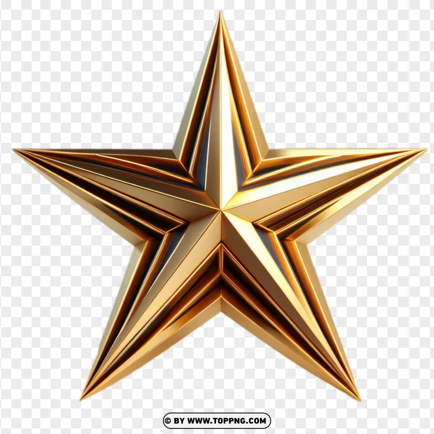 Golden 3d Star With Edges A Metallic PNG Transparent Background