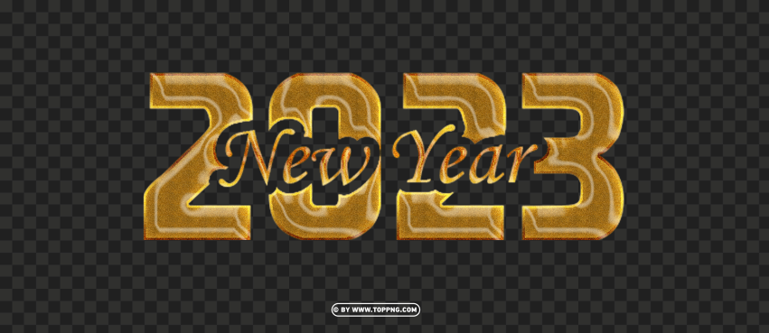 Golden Glitter 2023 New Year Design PNG Transparent Background