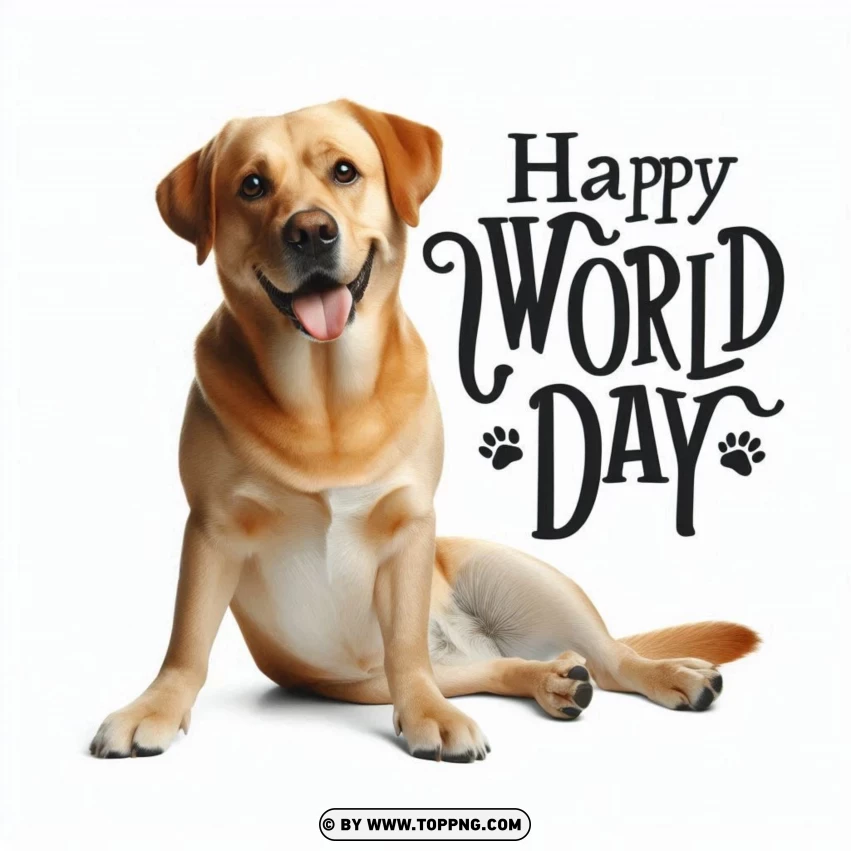 Golden Retriever With Banner With Happy World Dog Day Poster PNG Transparent Background