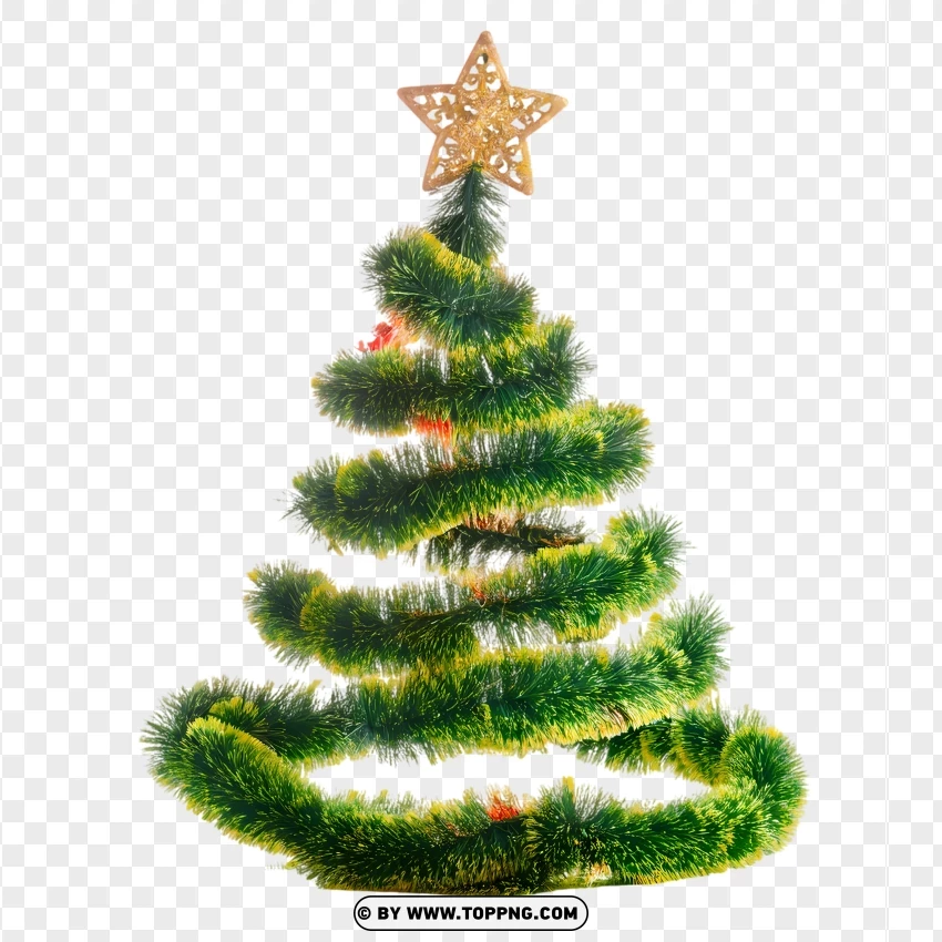 Golden Star Christmas Tree With Ornaments PNG Transparent Background