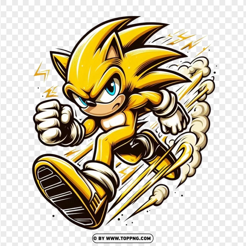 Golden Super Sonic In A Fierce Stance PNG Transparent Background