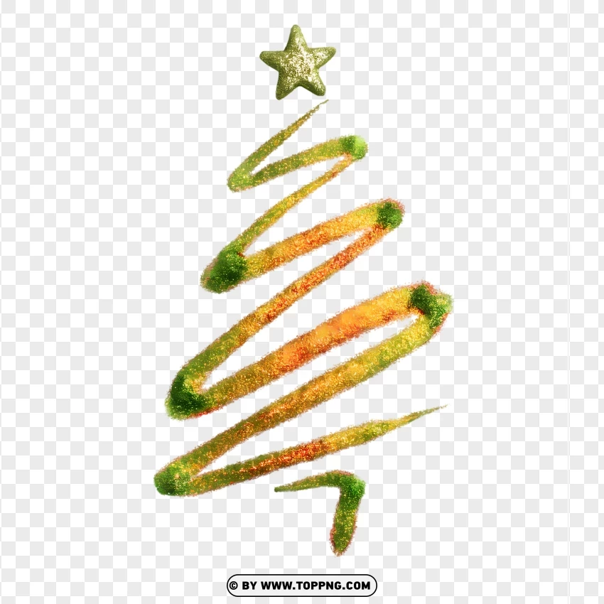 Golden Swirl Christmas Tree With Star Topper PNG Transparent Background