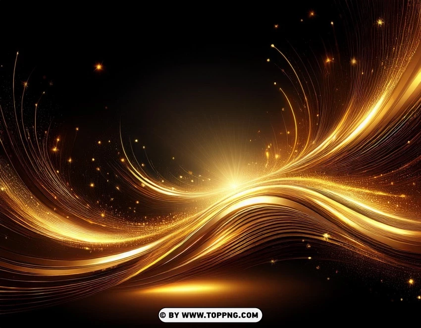 Golden Swirling Trails Light Effect with Sparkles Background