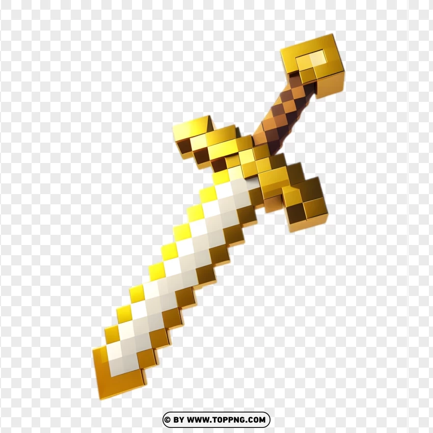 Golden Sword Minecraft isolated Png