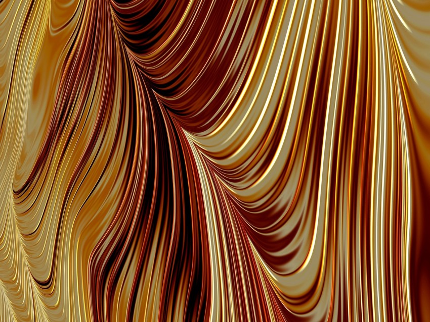 Golden Wavy Surface Embossed Metallic Sinuous Background