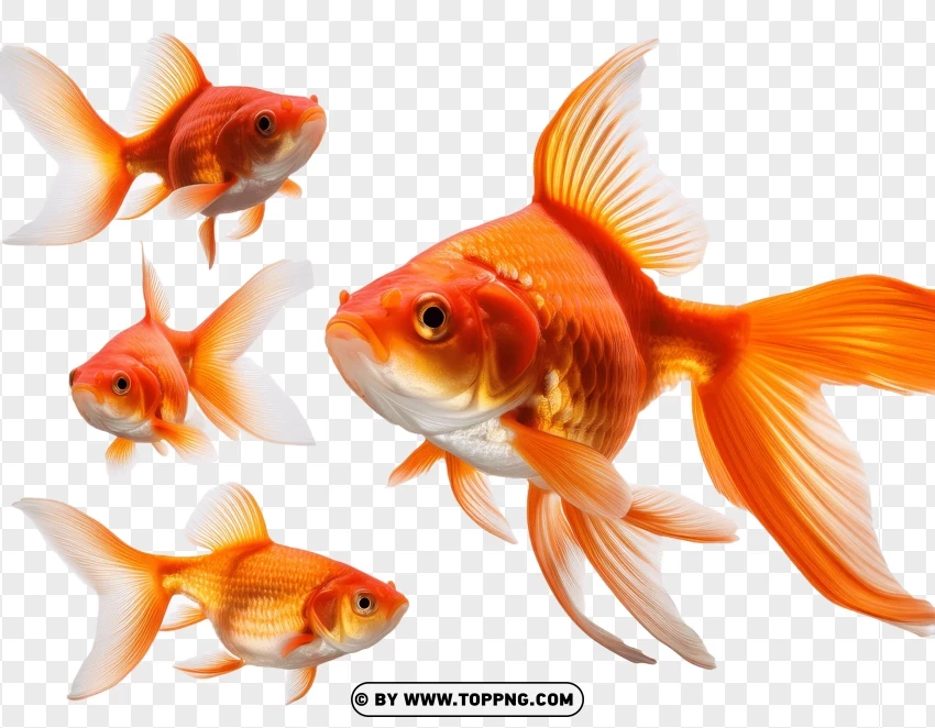 Single Goldfish In Bright Swimming Pose PNG Transparent Background