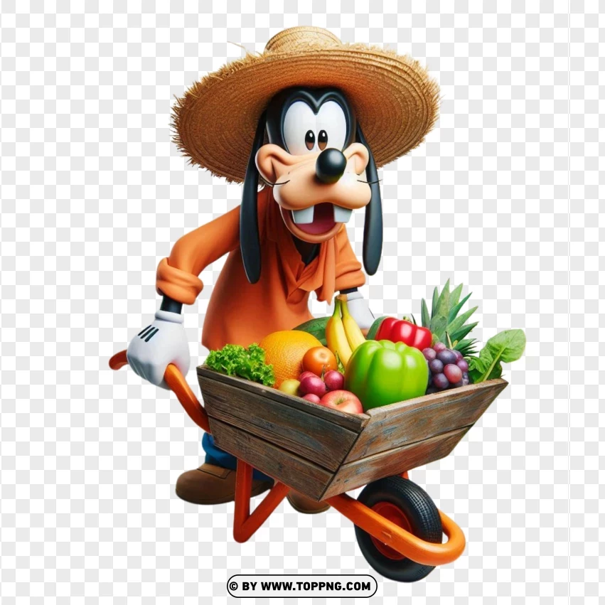 Goofy Gardening With Wheelbarrow PNG Transparent Background