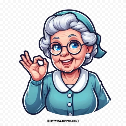 Grandma Okay Gesture PNG Transparent Background