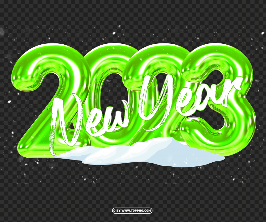 Green 2023 New Year With Snowy Image PNG Transparent Background