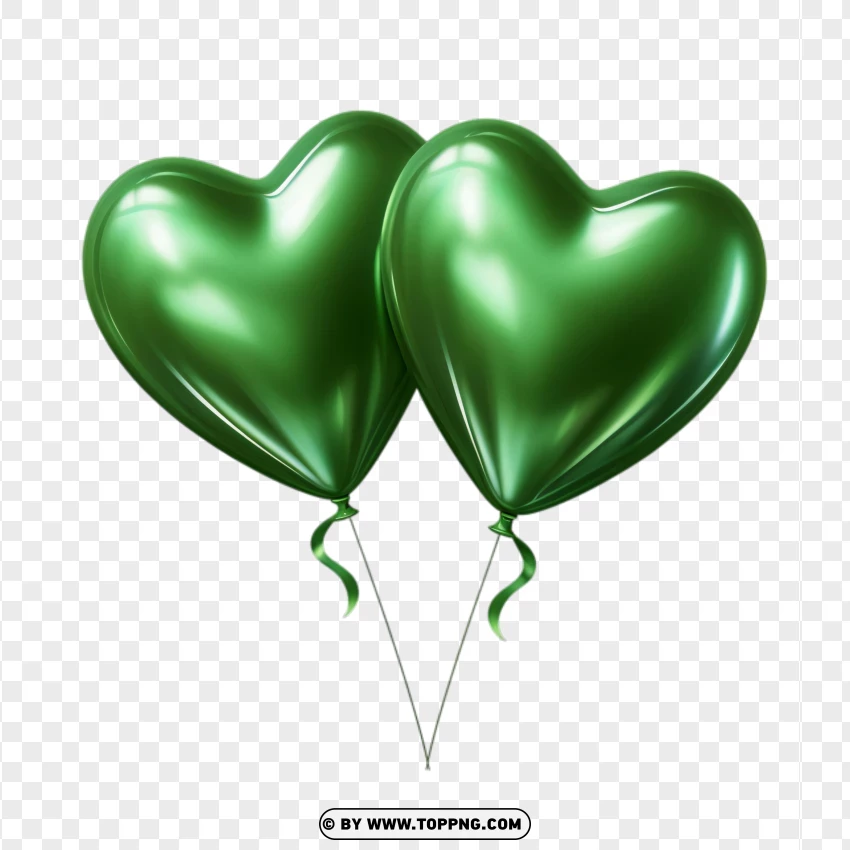 Green Dual Heart Love Balloons Image PNG Transparent Background