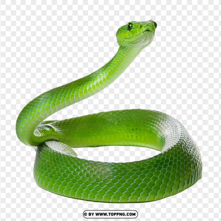 Single Green Snake In Relaxed Pose PNG Transparent Background