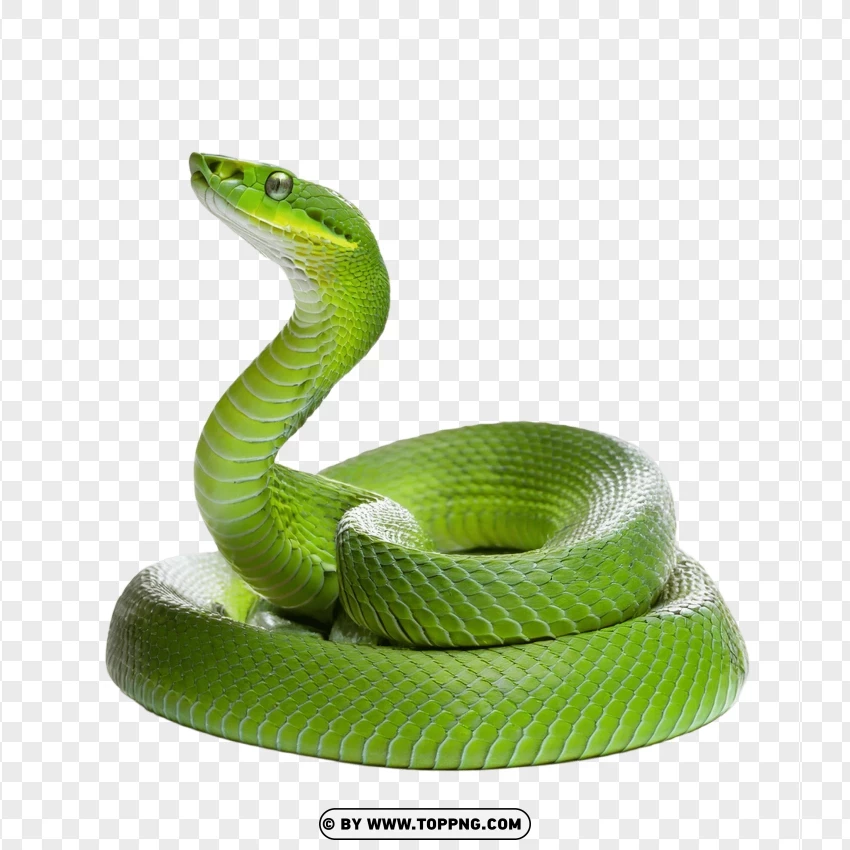 Single Green Snake In Curled Pose PNG Transparent Background