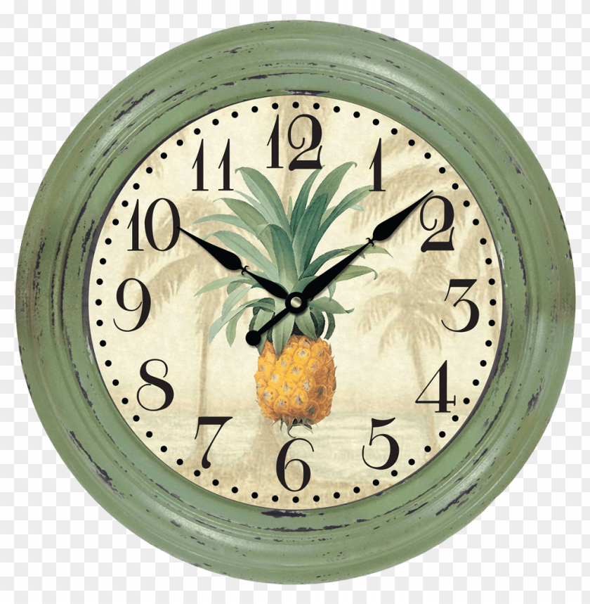 home decor, vintage clocks, pineapple design, wall art, tropical theme