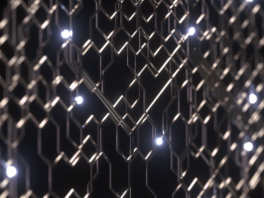 grid, structure, glow, metallic, 3d