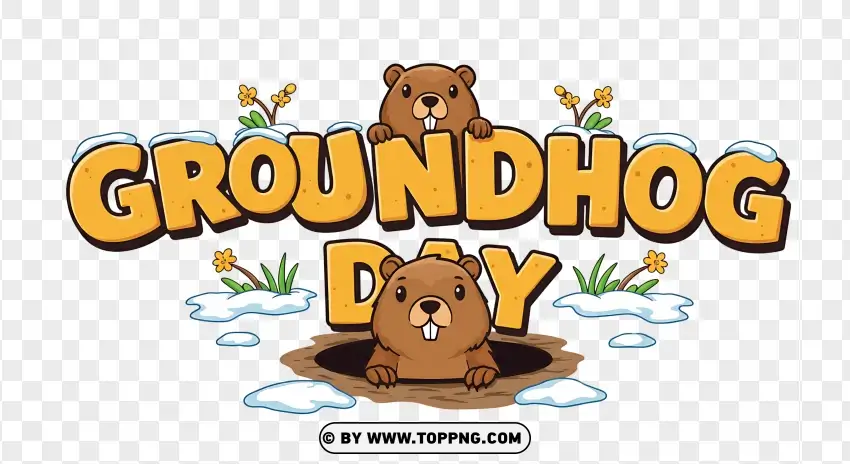 Cartoon Groundhog Day Celebration PNG Transparent Background