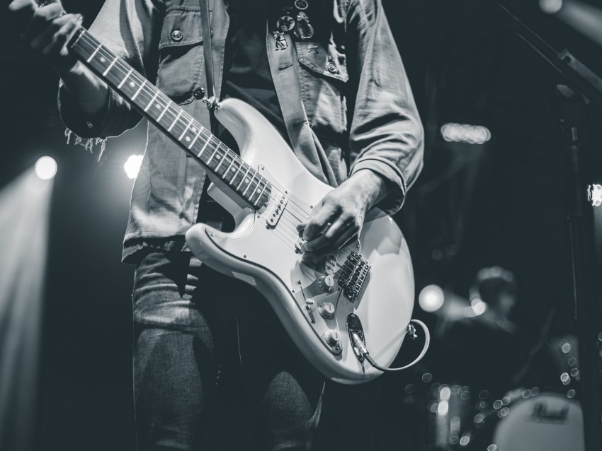 guitarist, guitar, musician, bw, performance, concert