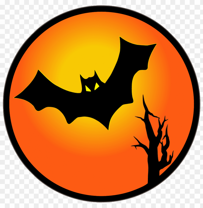 bat, Halloween, spooky, evening, silhouette, tree, orange background