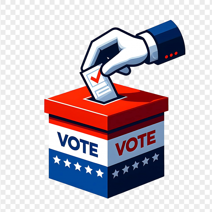 Hand Casting Ballot In Patriotic Voting Box Clipart PNG Transparent Background