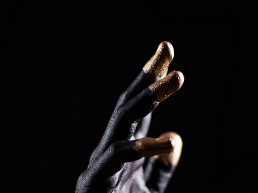 Hand Fingers Paint Gesture Dark Background