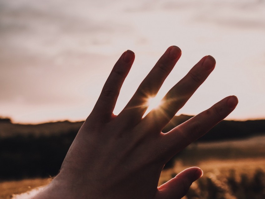 Hand Fingers Sun Sunshine Rays Background